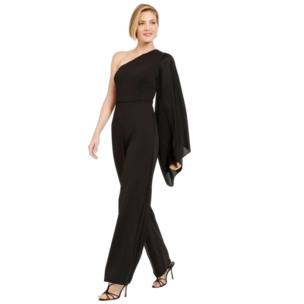 🛼Adrianna Papell Black One-Shoulder Jumpsuit size 0 NWT…